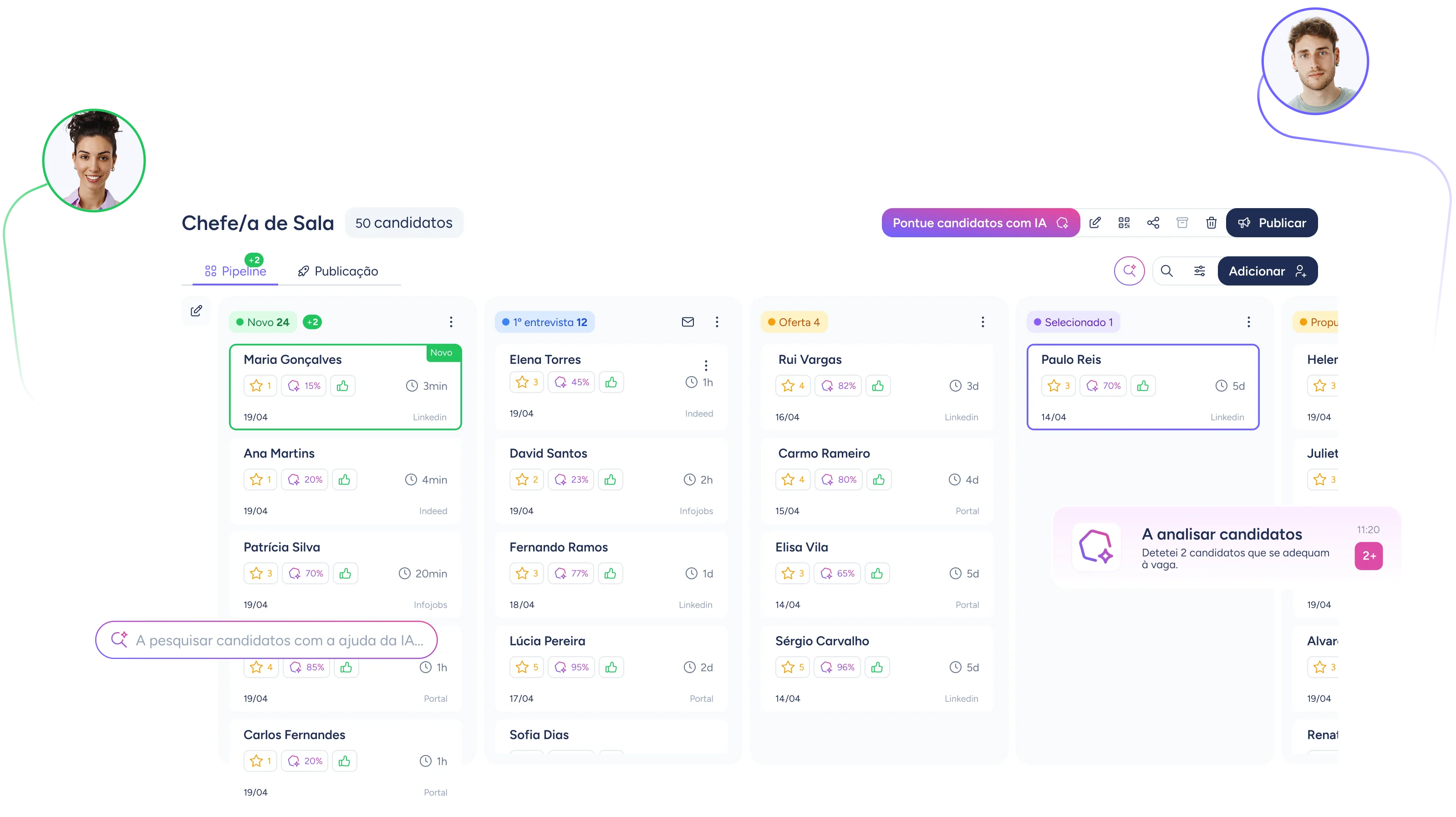 Interface do software de recrutamento da Sesame HR