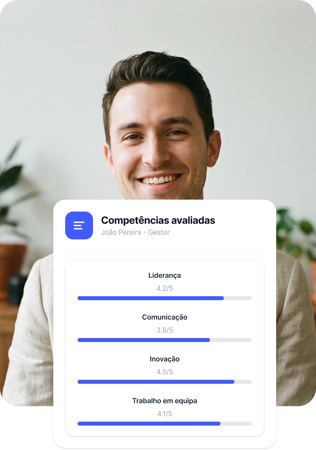 Competências avaliadas de um colaborador na Sesame HR