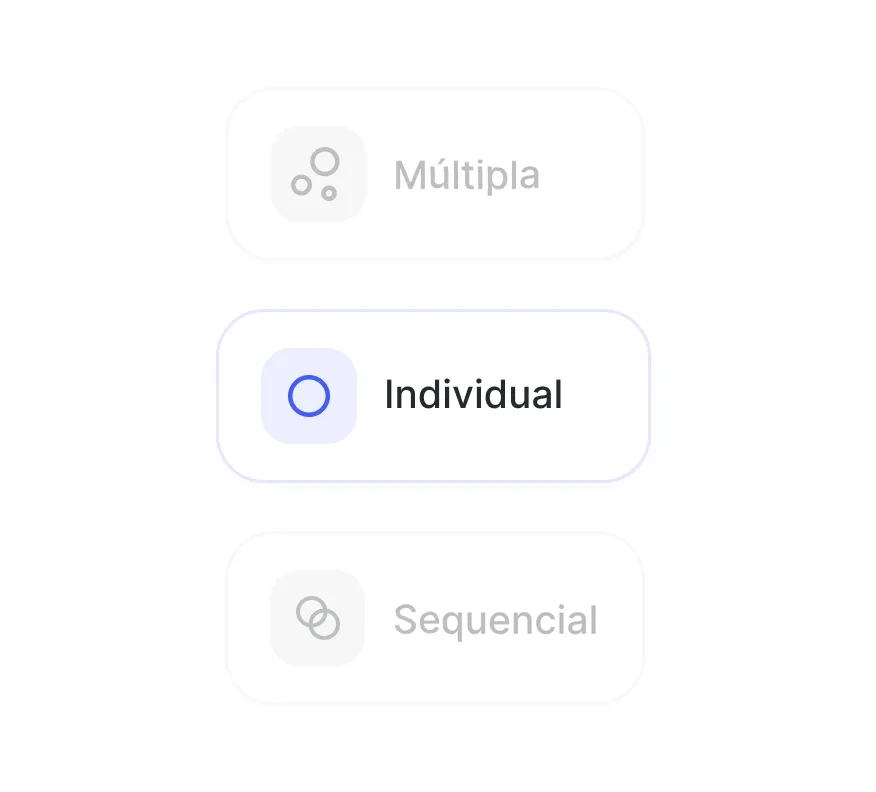 Seletor do modo de assinatura: múltipla, individual e sequencial