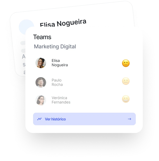 Widget de equipas com o estado de cada colaborador na Sesame
