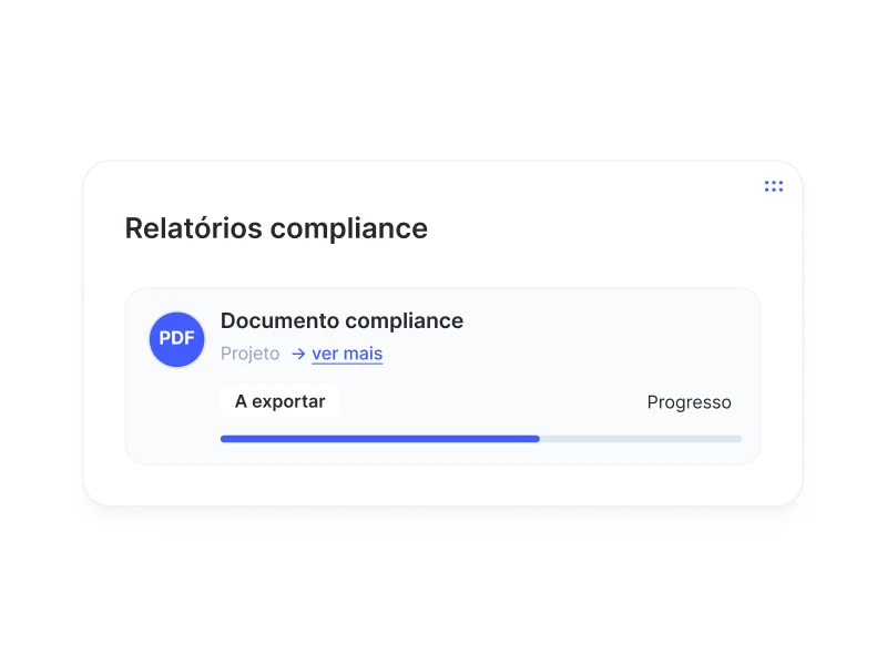 Widget de relatórios com o progresso de um projeto na Sesame