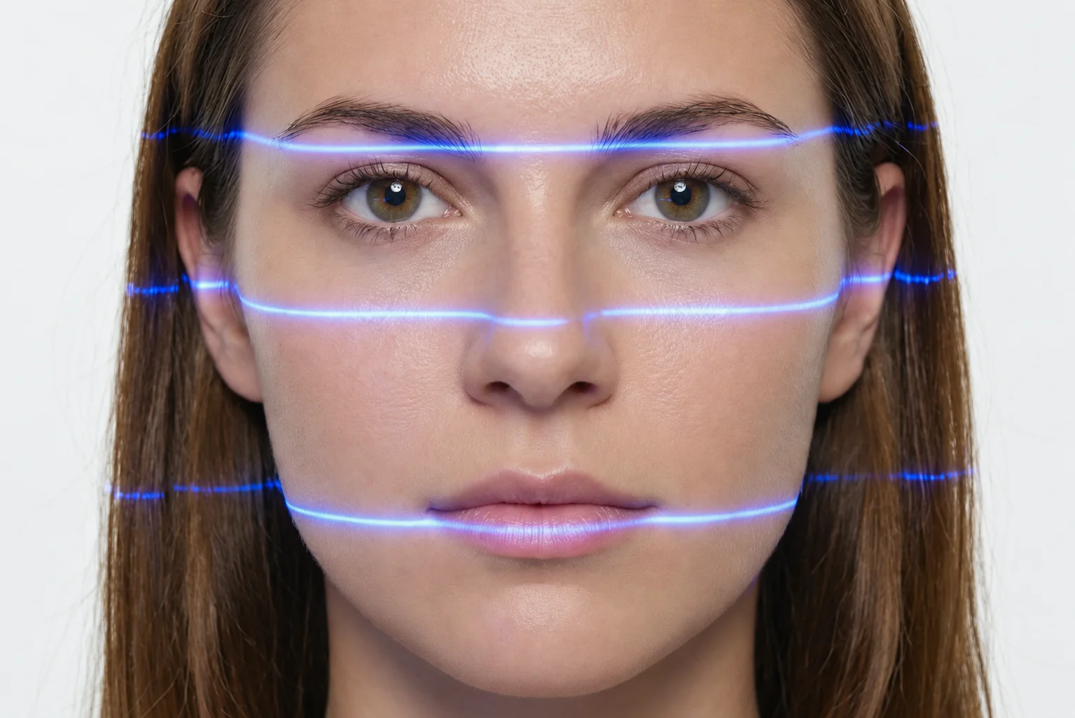 Pessoa a utilizar um leitor facial para registar o ponto.