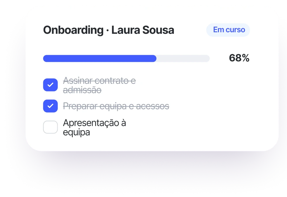 Checklist de onboarding com tarefas concluídas na Sesame