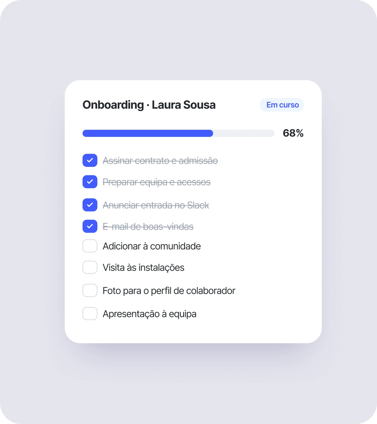 Checklist de onboarding de uma colaboradora na Sesame HR