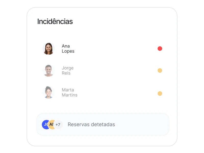 Registo de incidências de reservas na Sesame HR