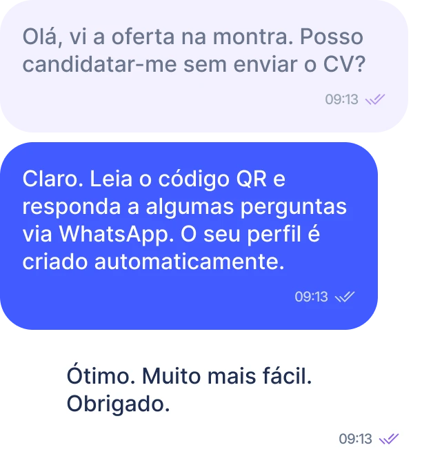 Candidatura por WhatsApp sem CV