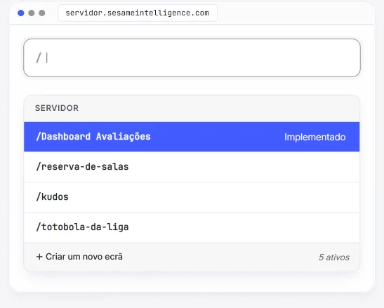 Lista de tarefas da implementação a ser assinalada: servidor, base de dados, ligação à Sesame e publicação